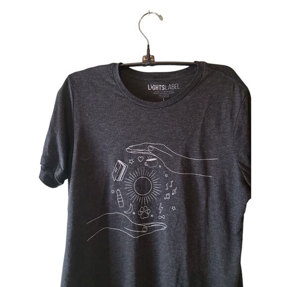 Light Label TShirt Womens Sz Large Black Graphic Mystical Universal Univers - Picture 1 of 3